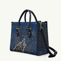 Viking Wolf and Valknut Leather Bag Nordic Knotwork Rune Illustration