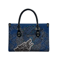 Viking Wolf and Valknut Leather Bag Nordic Knotwork Rune Illustration