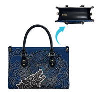 Viking Wolf and Valknut Leather Bag Nordic Knotwork Rune Illustration