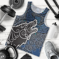Viking Wolf and Valknut Men Tank Top Nordic Knotwork Rune Illustration