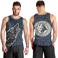 Viking Wolf and Valknut Men Tank Top Nordic Knotwork Rune Illustration