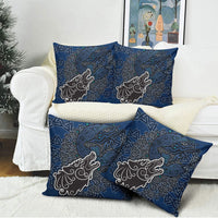 Viking Wolf and Valknut Pillow Cover Nordic Knotwork Rune Illustration
