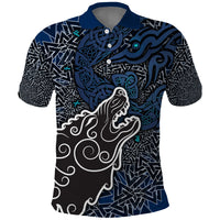 Viking Wolf and Valknut Polo Shirt Nordic Knotwork Rune Illustration