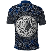 Viking Wolf and Valknut Polo Shirt Nordic Knotwork Rune Illustration