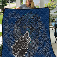 Viking Wolf and Valknut Quilt Nordic Knotwork Rune Illustration