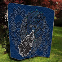 Viking Wolf and Valknut Quilt Nordic Knotwork Rune Illustration