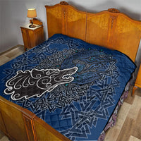 Viking Wolf and Valknut Quilt Nordic Knotwork Rune Illustration