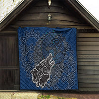 Viking Wolf and Valknut Quilt Nordic Knotwork Rune Illustration