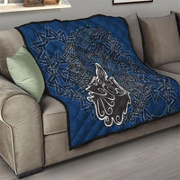Viking Wolf and Valknut Quilt Nordic Knotwork Rune Illustration