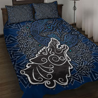 Viking Wolf and Valknut Quilt Bed Set Nordic Knotwork Rune Illustration