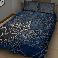 Viking Wolf and Valknut Quilt Bed Set Nordic Knotwork Rune Illustration