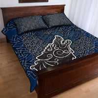 Viking Wolf and Valknut Quilt Bed Set Nordic Knotwork Rune Illustration