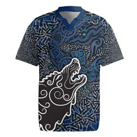 Viking Wolf and Valknut Rugby Jersey Nordic Knotwork Rune Illustration