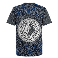 Viking Wolf and Valknut Rugby Jersey Nordic Knotwork Rune Illustration