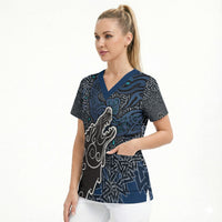 Viking Wolf and Valknut Scrub Top Nordic Knotwork Rune Illustration