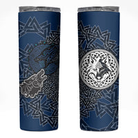 Viking Wolf and Valknut Skinny Tumbler Nordic Knotwork Rune Illustration