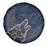 Viking Wolf and Valknut Spare Tire Cover Nordic Knotwork Rune Illustration