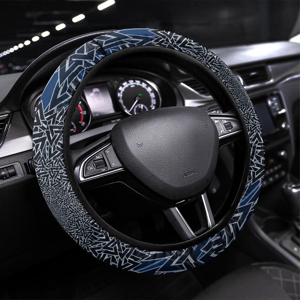 Viking Wolf and Valknut Steering Wheel Cover Nordic Knotwork Rune Illustration