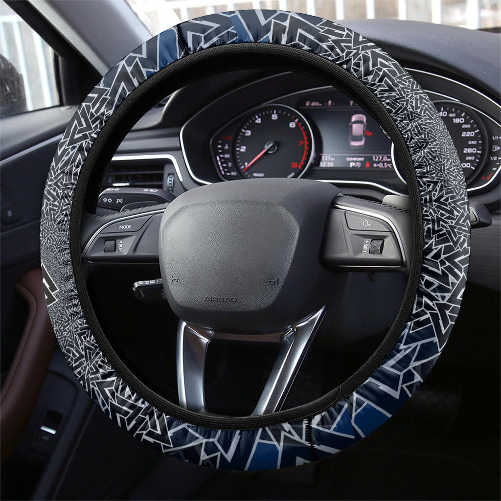 Viking Wolf and Valknut Steering Wheel Cover Nordic Knotwork Rune Illustration