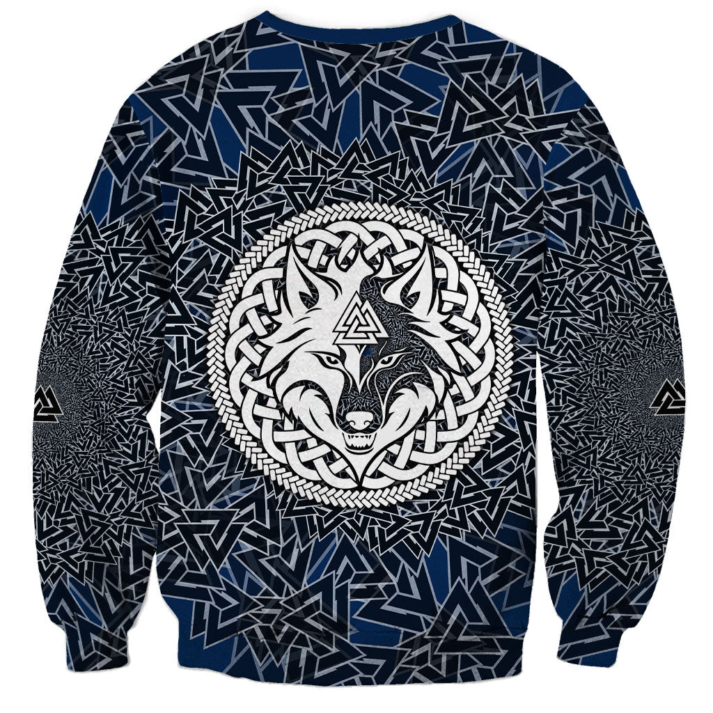 Viking Wolf and Valknut Sweatshirt Nordic Knotwork Rune Illustration
