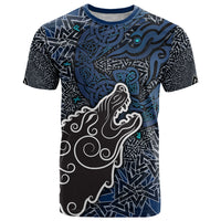 Viking Wolf and Valknut T Shirt Nordic Knotwork Rune Illustration