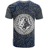 Viking Wolf and Valknut T Shirt Nordic Knotwork Rune Illustration