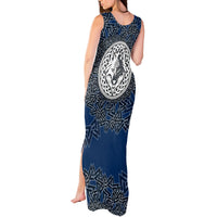 Viking Wolf and Valknut Tank Maxi Dress Nordic Knotwork Rune Illustration
