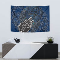 Viking Wolf and Valknut Tapestry Nordic Knotwork Rune Illustration