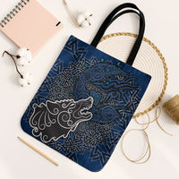 Viking Wolf and Valknut Tote Bag Nordic Knotwork Rune Illustration