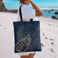 Viking Wolf and Valknut Tote Bag Nordic Knotwork Rune Illustration