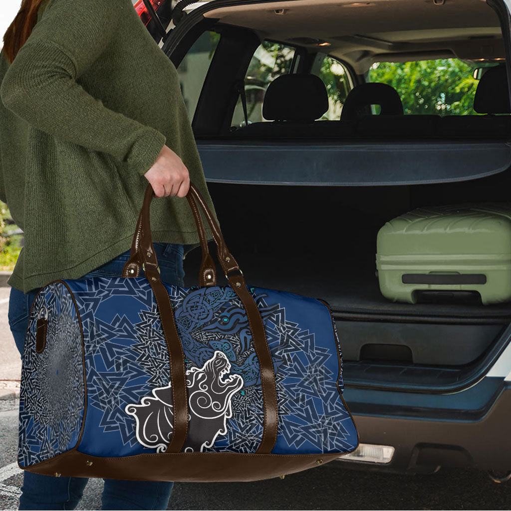 Viking Wolf and Valknut Travel Bag Nordic Knotwork Rune Illustration