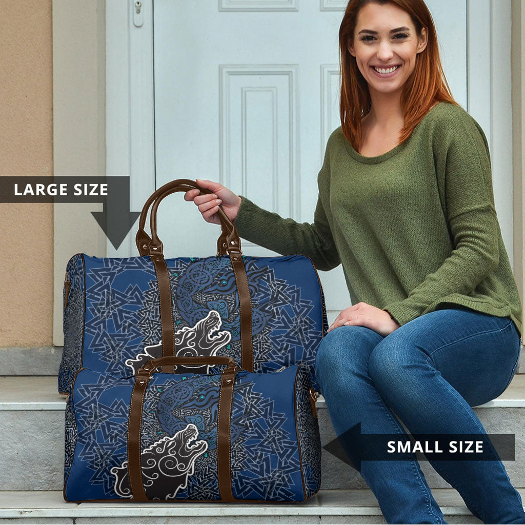 Viking Wolf and Valknut Travel Bag Nordic Knotwork Rune Illustration