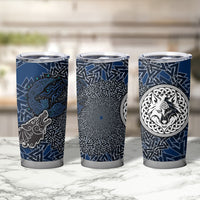 Viking Wolf and Valknut Tumbler Cup Nordic Knotwork Rune Illustration