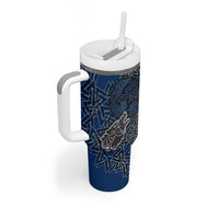 Viking Wolf and Valknut Tumbler With Handle Nordic Knotwork Rune Illustration