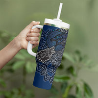 Viking Wolf and Valknut Tumbler With Handle Nordic Knotwork Rune Illustration