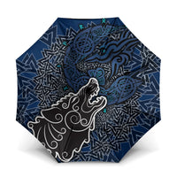 Viking Wolf and Valknut Umbrella Nordic Knotwork Rune Illustration