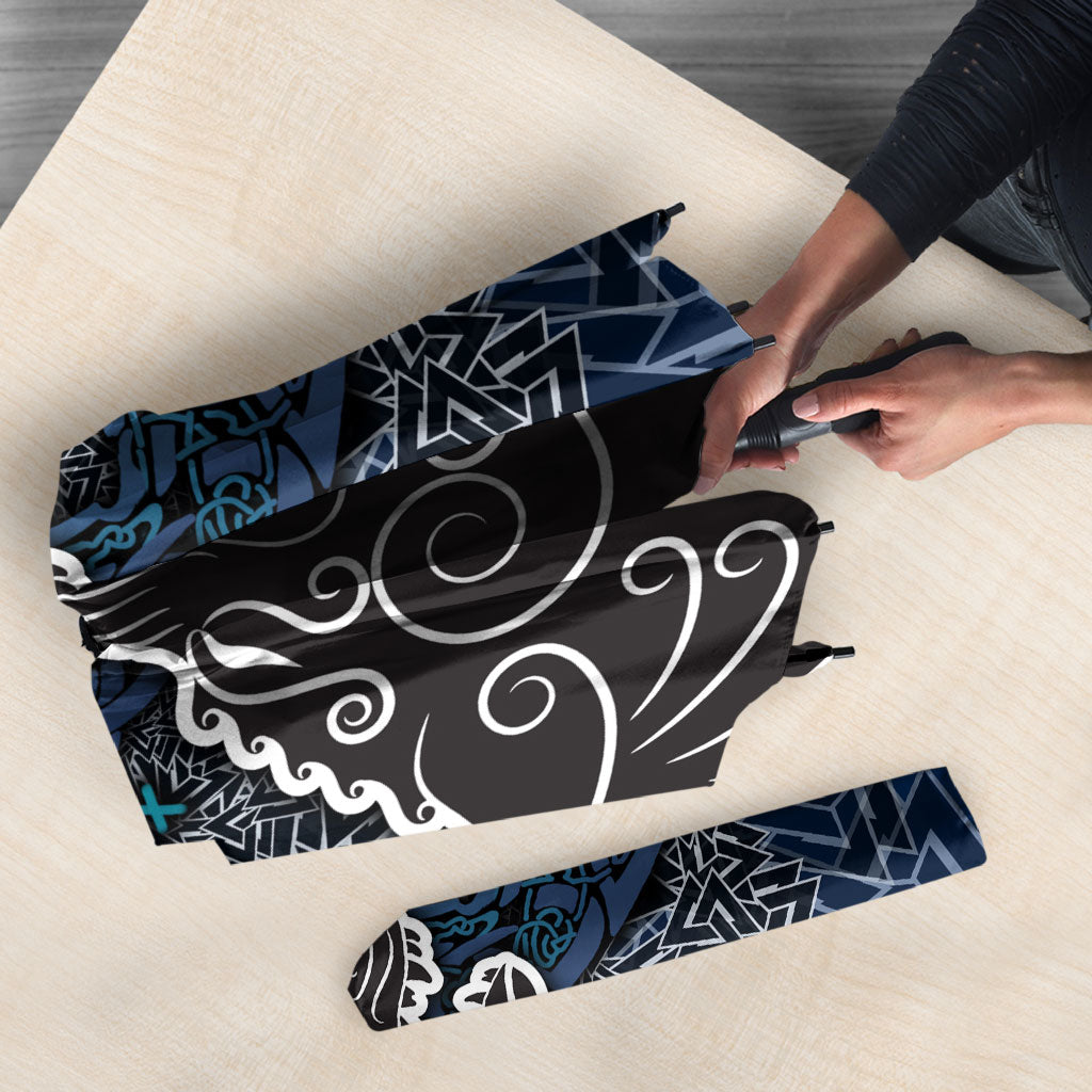 Viking Wolf and Valknut Umbrella Nordic Knotwork Rune Illustration