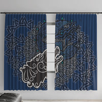 Viking Wolf and Valknut Window Curtain Nordic Knotwork Rune Illustration
