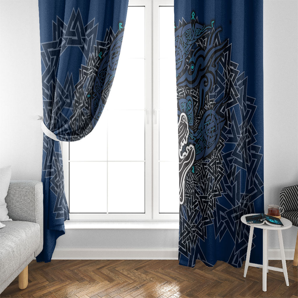 Viking Wolf and Valknut Window Curtain Nordic Knotwork Rune Illustration