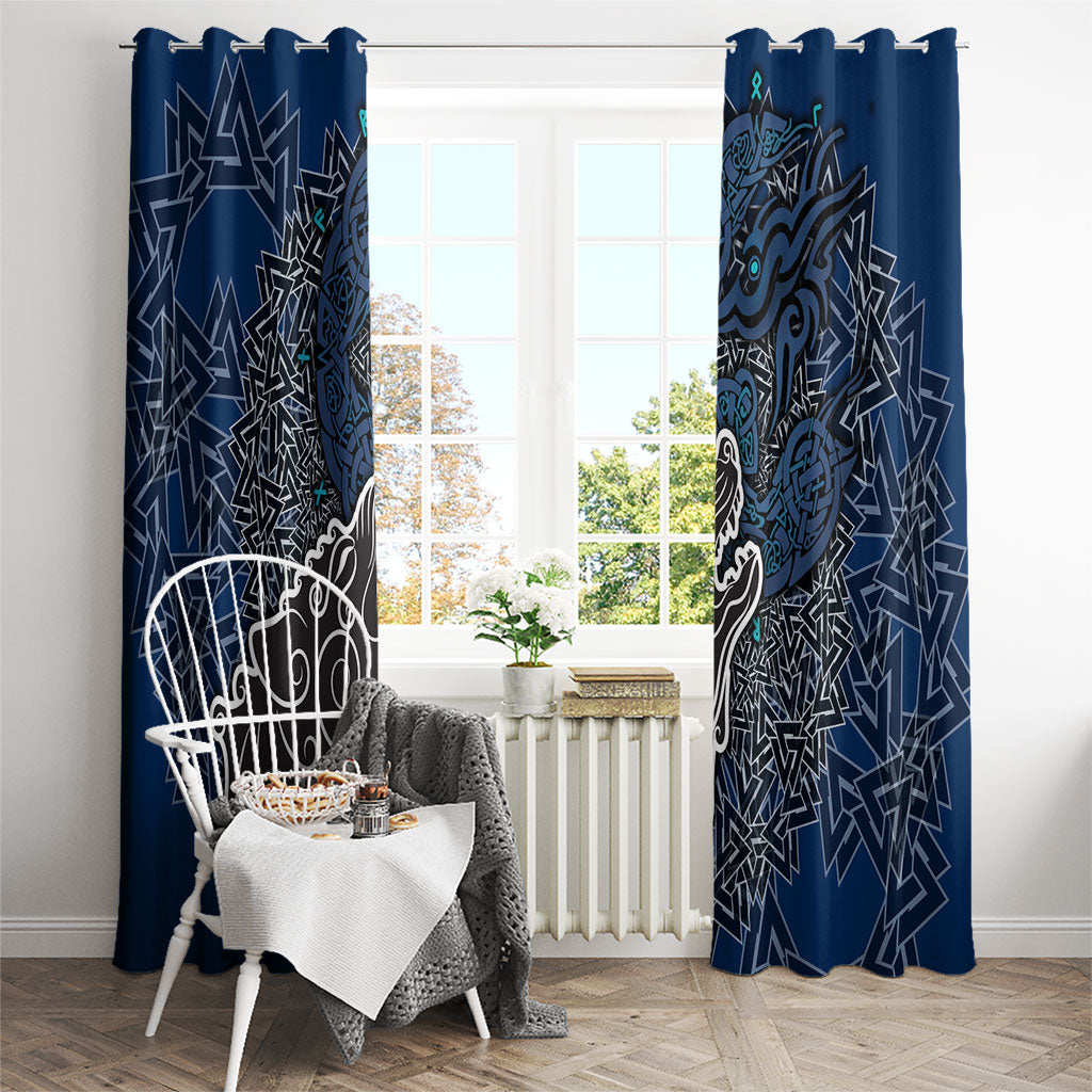 Viking Wolf and Valknut Window Curtain Nordic Knotwork Rune Illustration