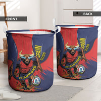 Spain Football 2026 Champions Laundry Basket Bull Mascot Illustration In Spanish National Colors Comic Style