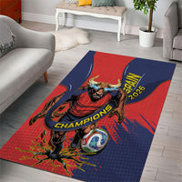 Spain Football 2026 Champions Area Rug Bull Mascot Illustration In Spanish National Colors Comic Style