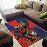 Spain Football 2026 Champions Area Rug Bull Mascot Illustration In Spanish National Colors Comic Style