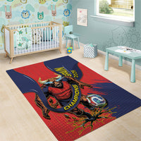 Spain Football 2026 Champions Area Rug Bull Mascot Illustration In Spanish National Colors Comic Style
