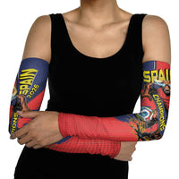 Spain Football 2026 Champions Arm Sleeves Bull Mascot Illustration In Spanish National Colors Comic Style