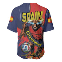 Spain Football 2026 Champions Baseball Jersey Bull Mascot Illustration In Spanish National Colors Comic Style