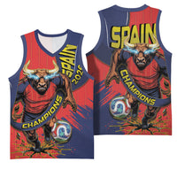 Spain Football 2026 Champions Basketball Jersey Bull Mascot Illustration In Spanish National Colors Comic Style
