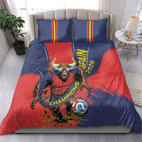 Spain Football 2026 Champions Bedding Set Bull Mascot Illustration In Spanish National Colors Comic Style