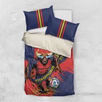 Spain Football 2026 Champions Bedding Set Bull Mascot Illustration In Spanish National Colors Comic Style