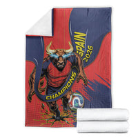 Spain Football 2026 Champions Blanket Bull Mascot Illustration In Spanish National Colors Comic Style
